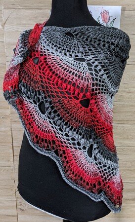 Knitted Shawl in Strawberry Trifle