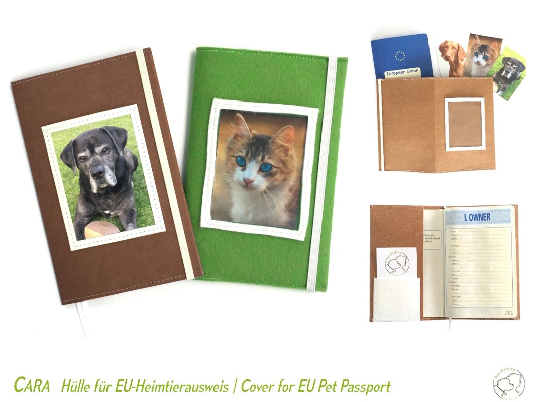 CARA Cover for EU Pet Passport sewing pattern for non-fraying fabrics