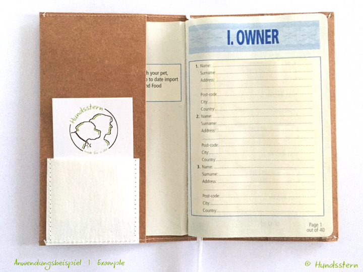 CARA Cover for EU Pet Passport sewing pattern for non-fraying fabrics