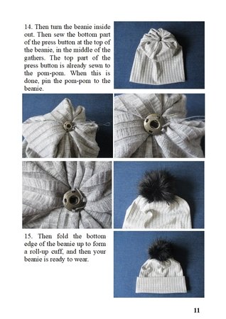 winter slouchy pom pom beanie sewing pattern PDF
