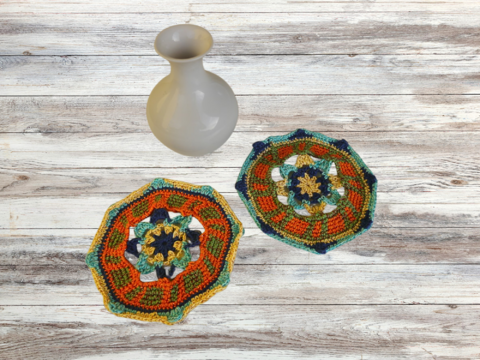 Bunte Fliesen häkeln mit Persian Tile Tairu Anleitung für Wollreste