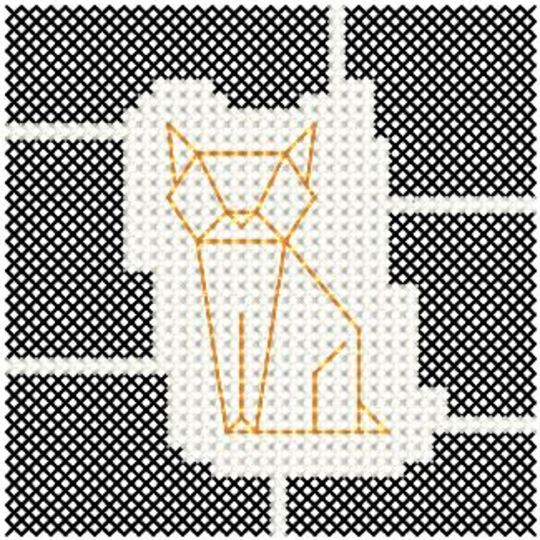 Zählvorlage: Kreuzstichmotiv "Tiere im Origami-Style"