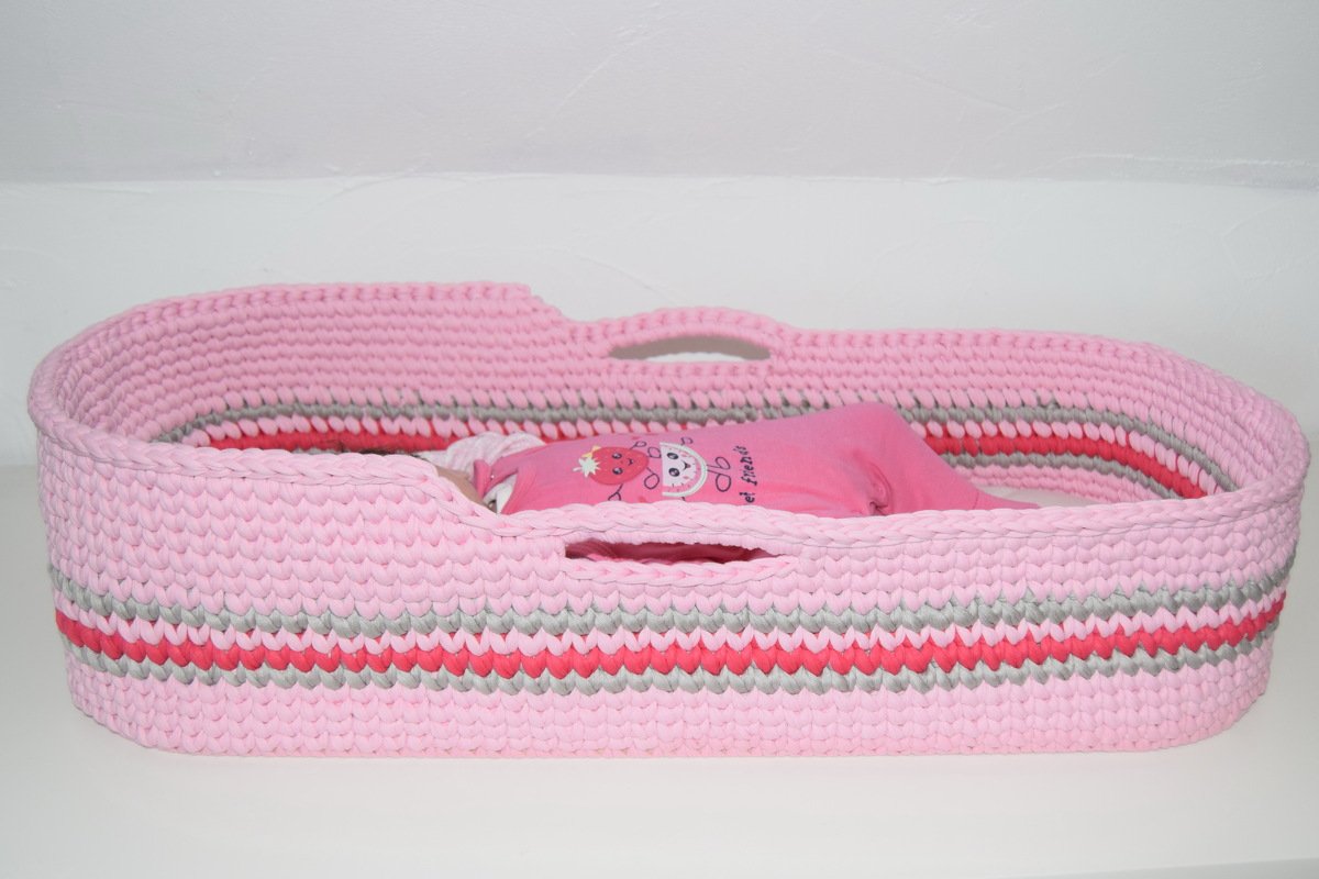 - LULLABY - Moseskorb häkeln, Babykorb, Babywiege, Babytrage, Babybett, mit Holzboden, jede Größe - Bild 14
