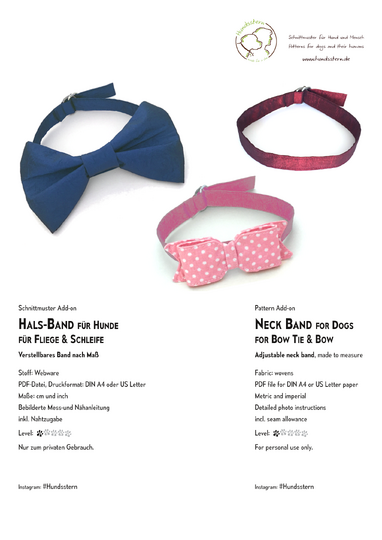 Hals-BAND für Hunde-Fliege oder -Schleife, Add-on Nähanleitung