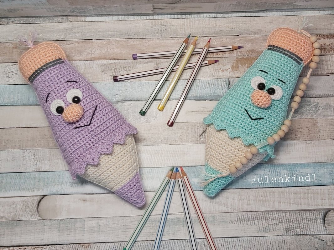 Häkelanleitung "Freche Buntstifte" (mit und ohne Rechenkette)