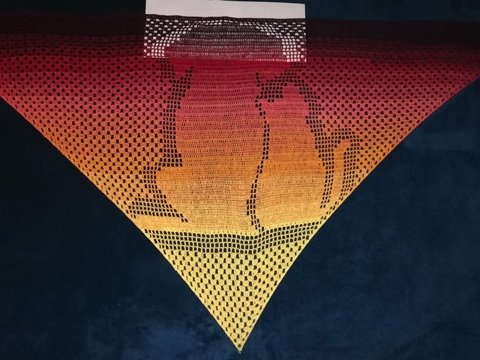 Motivtuch "DogandCat", Dreieckstuch, Häkelanleitung