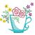 Stickdatei Blumentasse Tasse mit Blumen verschiedene Größen