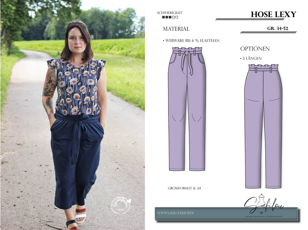 Stylishes Schnittmuster Hose Lexy (Gr. 34-52) mit modernem Schnitt