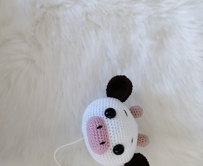 Häkelanleitung Kuh Spieluhr, Babyspielzeug häkeln