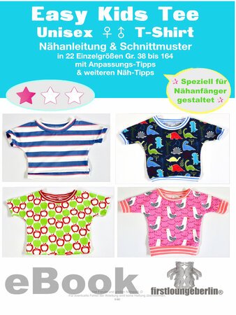 EASY KIDS TEE Kinder Shirt Unisex T-Shirt Top Jerseytop Baby E-Book Schnittmuster & Nähanleitung - DIY Design von firstloungeberlin