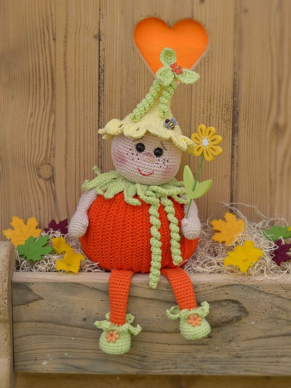 Kürbis Karlchen, großer Treppenhocker, Kantenhocker oder Türstopper Herbst - Bild 4