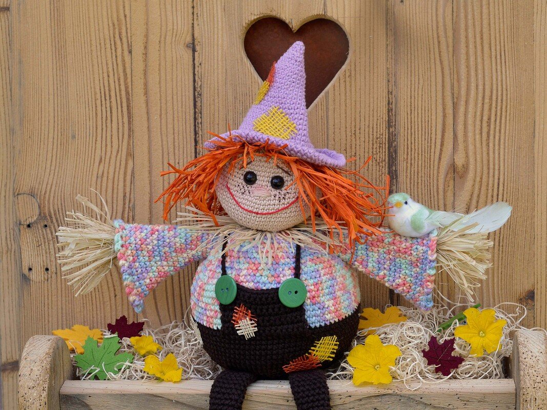 Egon die Vogelscheuche, Herbstdeko oder Treppen-oder Kantenhocker Herbst - Bild 6