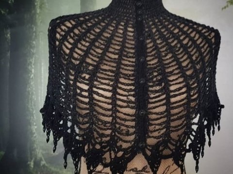 Victorian Vampire Cobweb Capelet - Häkelanleitung