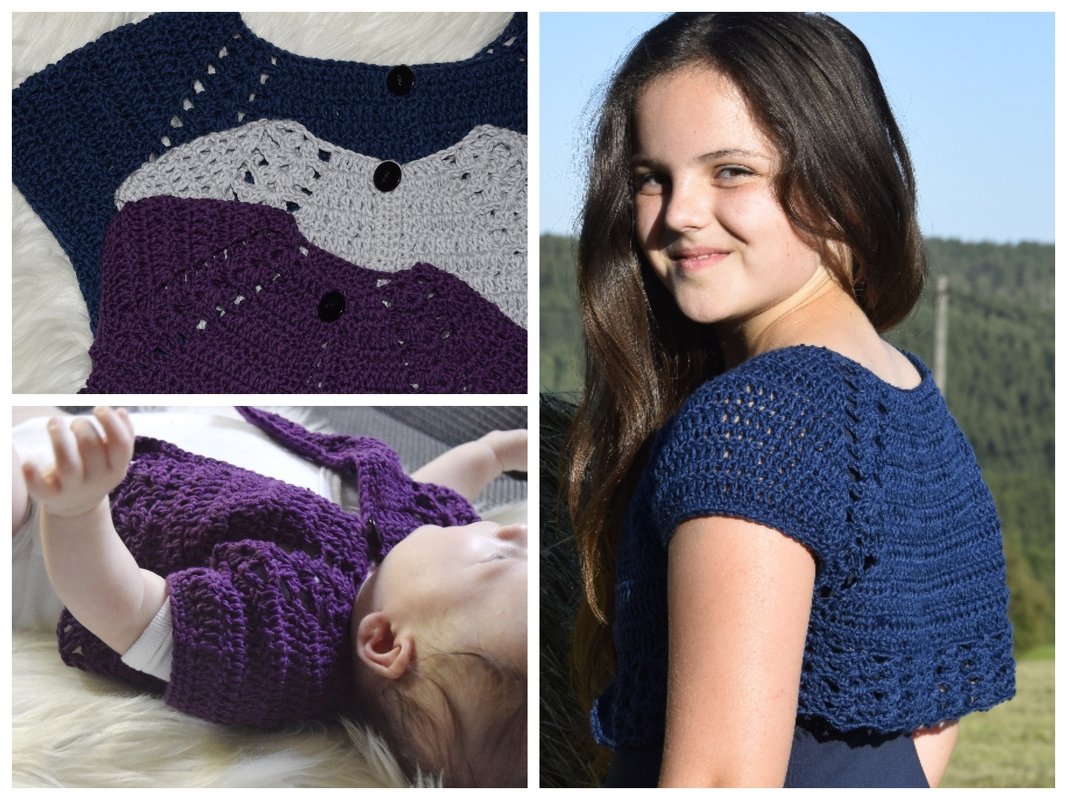 - GRACIE - Bolero häkeln, , Kurzjäckchen mit kurzen Ärmel, alle Größen im RVO, perfekt für Schulanfang, Hochzeit ab Baby 50/56 bis Plus Size 56, Anleitung 224