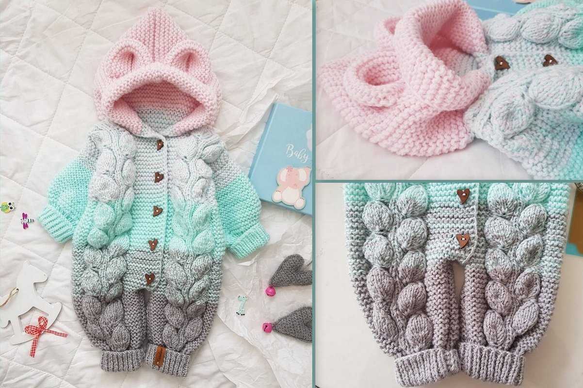 Strickanleitung Leafoverall, onesize 0-6 Monate