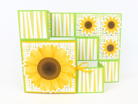 Faltkarte mit Sonnenblume – Bastelanleitung und Vorlagen