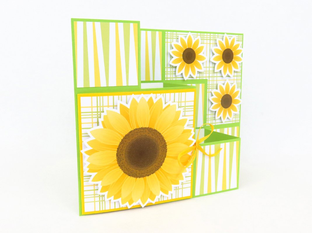 Faltkarte mit Sonnenblume – Bastelanleitung und Vorlagen