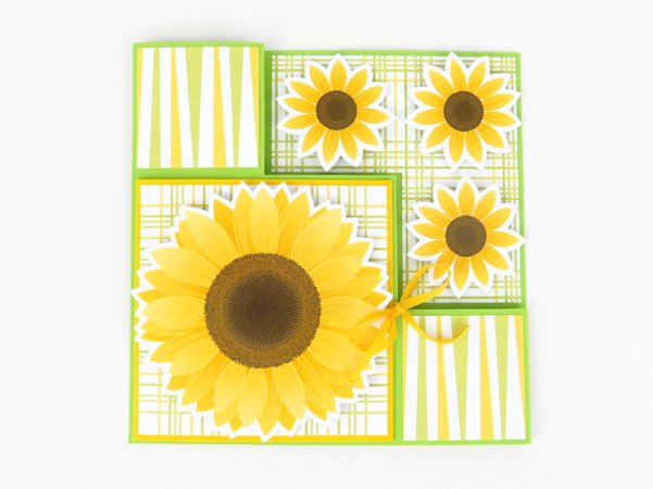 Faltkarte mit Sonnenblume – Bastelanleitung und Vorlagen