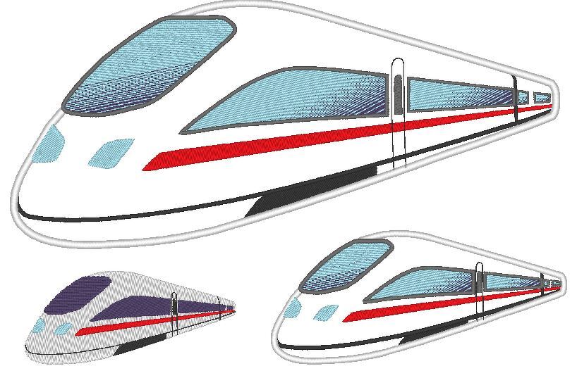 Schnellzug 1 Stickdatei Zug Eisenbahn