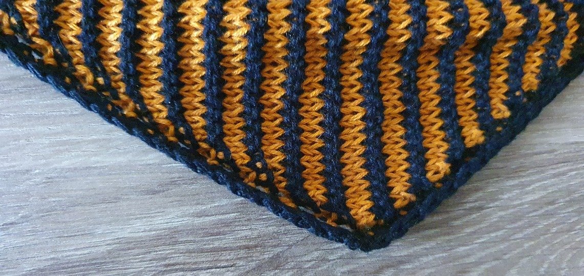 Kürbisgesicht, Schattenstricken, Illusionsstricken, Motivtuch