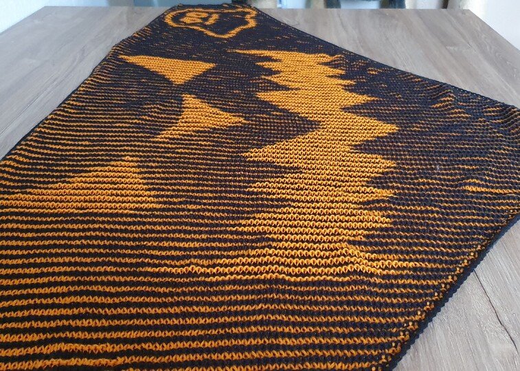 Pumpkin, Shadow Knitting, Illusion Knitting, Motif Shawl