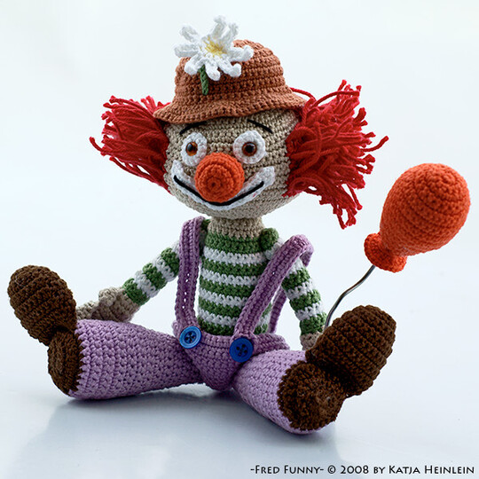 Circus Clown Fred Funny, Häkelanleitung von Katja Heinlein, Häkelmuster Häkelfigur Mann Mensch Geburtstag Party häkeln ebook amigurumi
