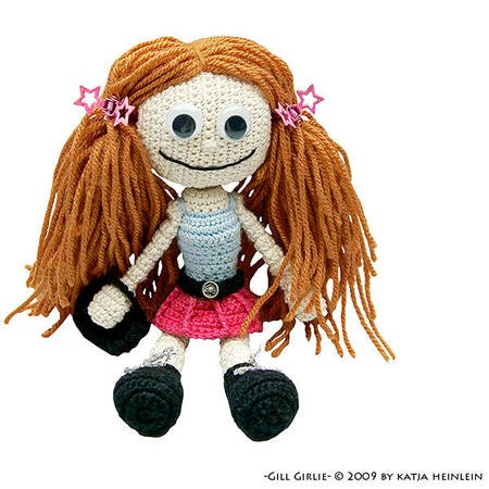 Gill Girlie crochet pattern, pdf tutorial, amigurumi girl by Katja Heinlein doll file girl dolly maid ebook human people