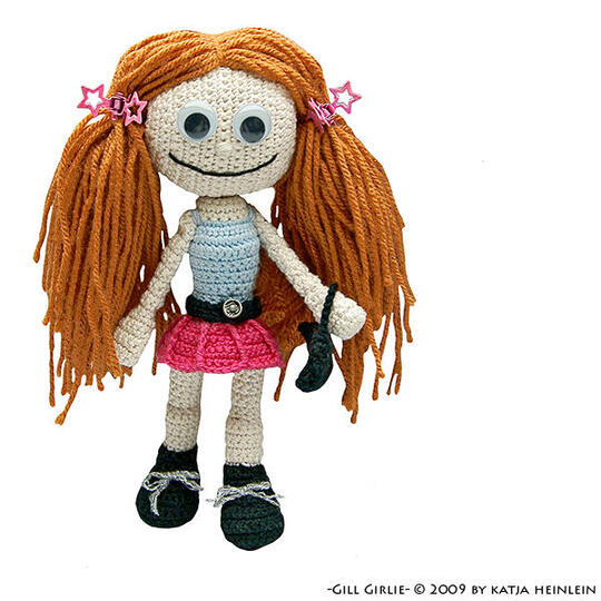 PDF Häkelanleitung Gill Girlie Mädchen Puppe Häkelfigur Häkelpuppe amigurumi Anleitung spielen spielzeug kinder püppchen