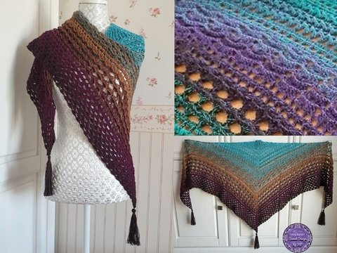 kostenlose Häkelanleitung Tilgreina Dreiecktuch im Mustermix