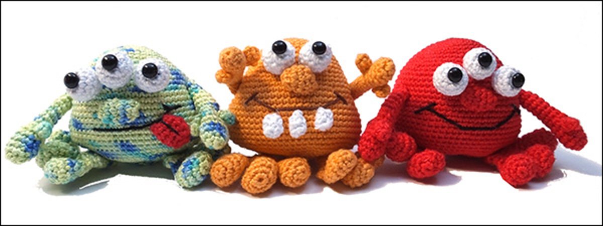 amigurumi PDF crochet pattern Grusel Kids by Katja Heinlein, tutorial fantasy, monster, ebook kids toy stuff file halloween