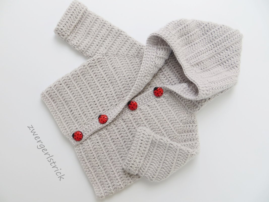 Häkelanleitung für Babyjäckchen mit oder ohne Kapuze (4 Größen 0-9 Mon.) - Bild 2