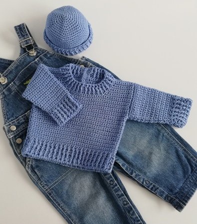 Jamie Baby Sweater and Hat Crochet Pattern
