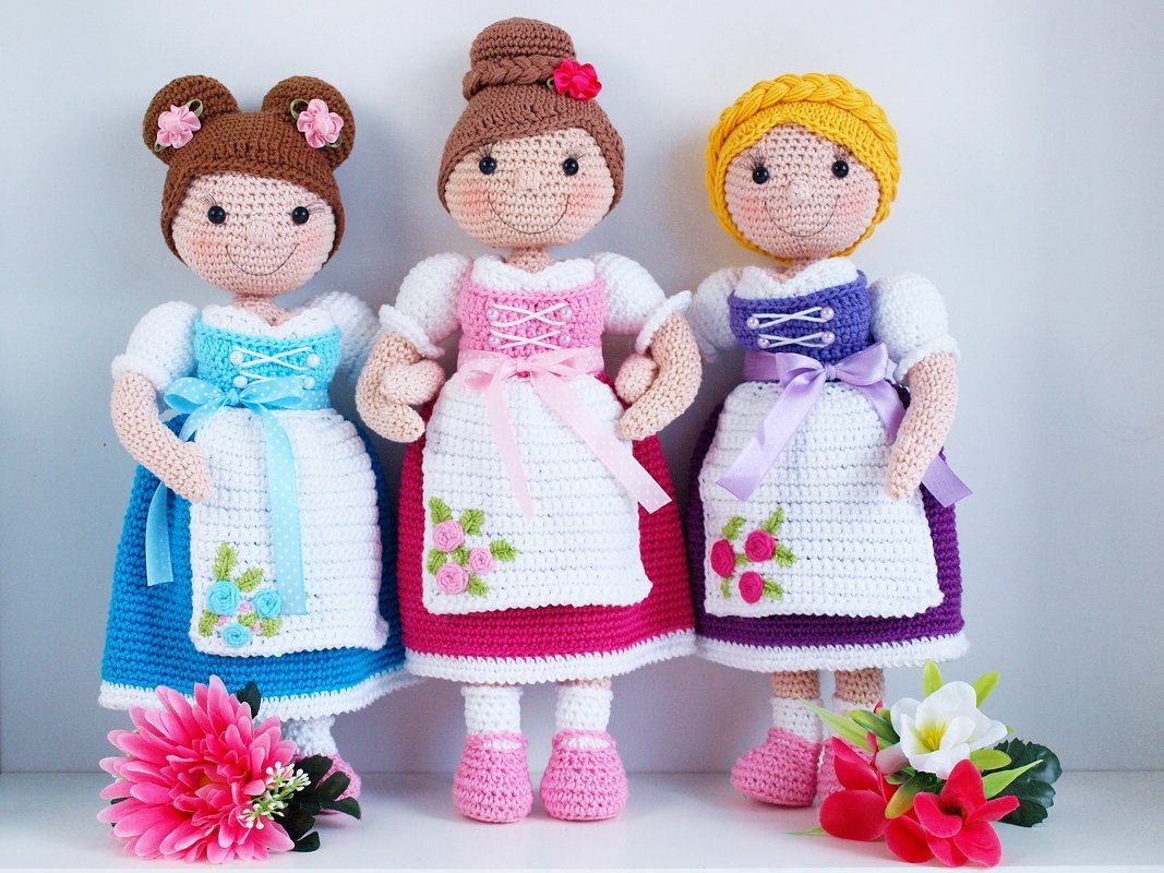 Häkelanleitung Puppen Liesl, Rosi und Hanni - PDF Datei