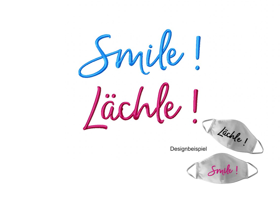 Stickdatei Schriftzug Smile und Lächle, Rahmen ab 10 x 10 - Bild 4