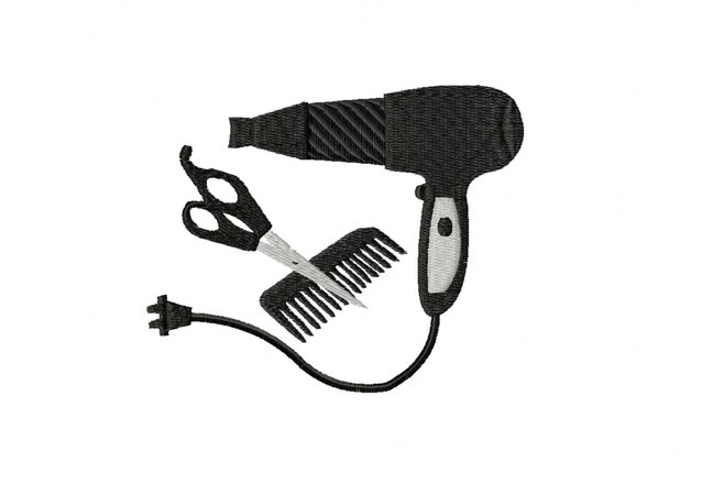 Föhn-Kamm-Schere Schlüsselanhänger Aus Metall – Friseur-Geschenk Für Barber & Stylist – Silberfarben