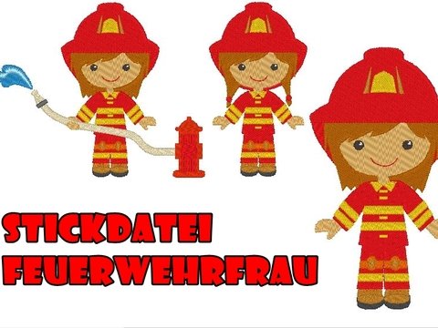 Feuerwehr Frau / Mädchen Stickdatei