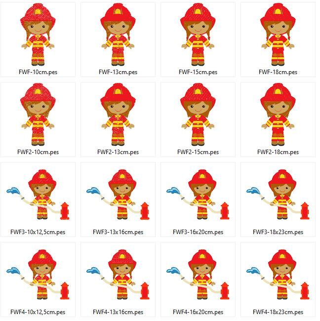 Feuerwehr Frau / Mädchen Stickdatei - Bild 4