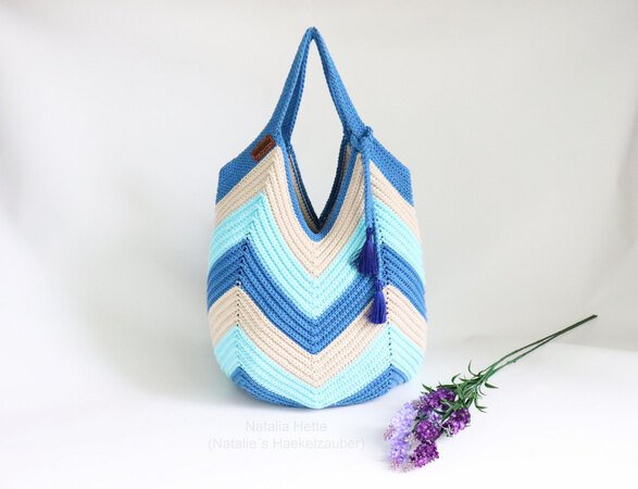 Shopping & beach bag # 1 in knitted look, Size 40 x 52 cm