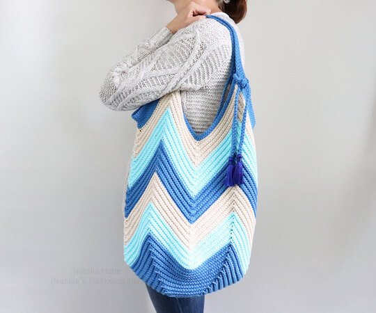 Shopping & beach bag # 1 in knitted look, Size 40 x 52 cm