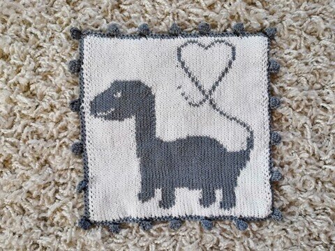 Strickanleitung Schmusetuch / Waschlappen "Diggi Dino" - in Doubleface