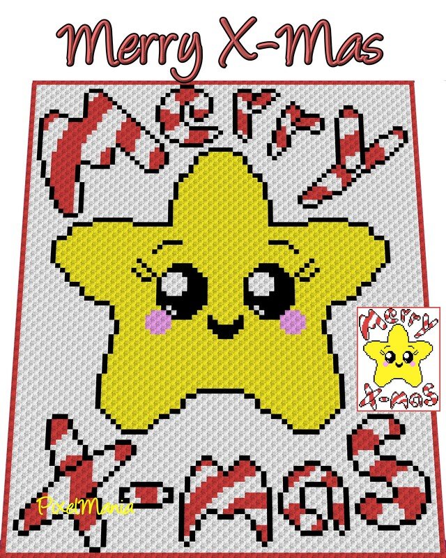 Häkelmuster * Merry X-Mas Stern * Grafik für C2C Decke