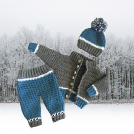 Crochet Pattern baby boy sweater set