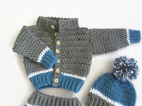 Crochet Baby Blanket and Hat Newborn Outfit Set Booties Pants Sweater Girl Boy 