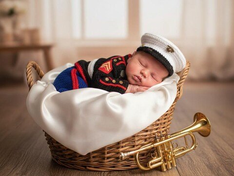 Crochet Pattern Baby Military Outfit