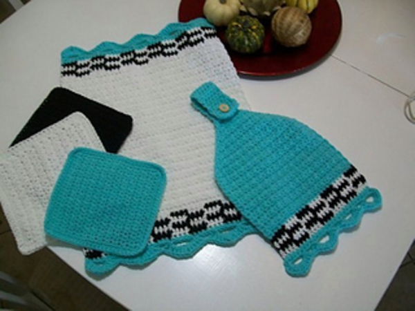 Crochet Pattern stove towel set