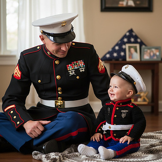 Pattern 12 Months Crochet Marine Costume