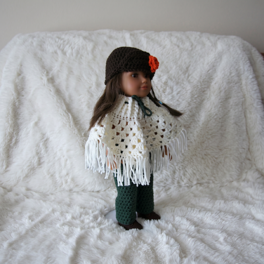 Crochet Pattern doll poncho and hat
