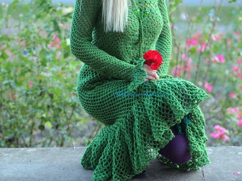 Anleitung für  Rock / Häkelnetz Grüne Maschennixe