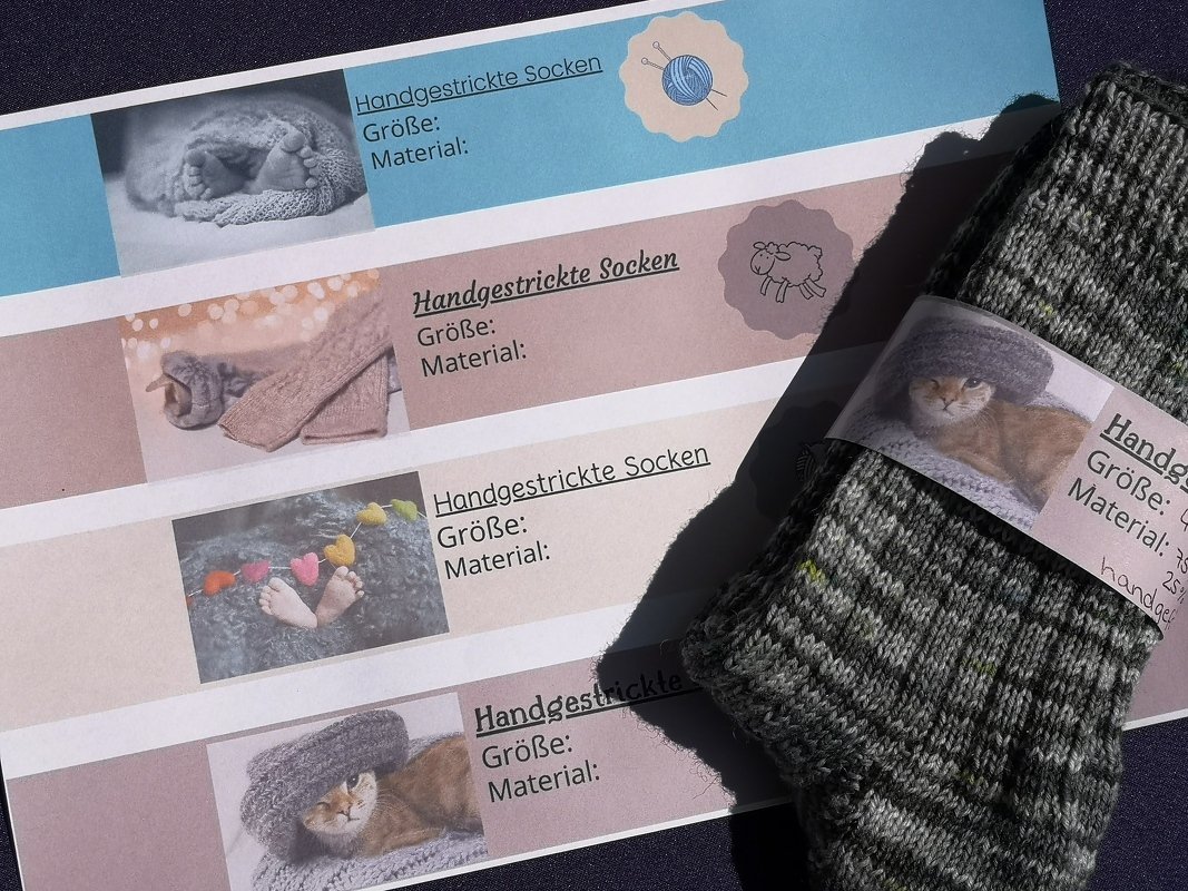 Banderole für selbstgestrickte Socken / Verpackung Socken