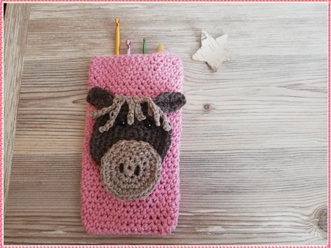 Nadeltasche häkeln mit toller Applikation - Häkelnadeln haben ein Zuhause